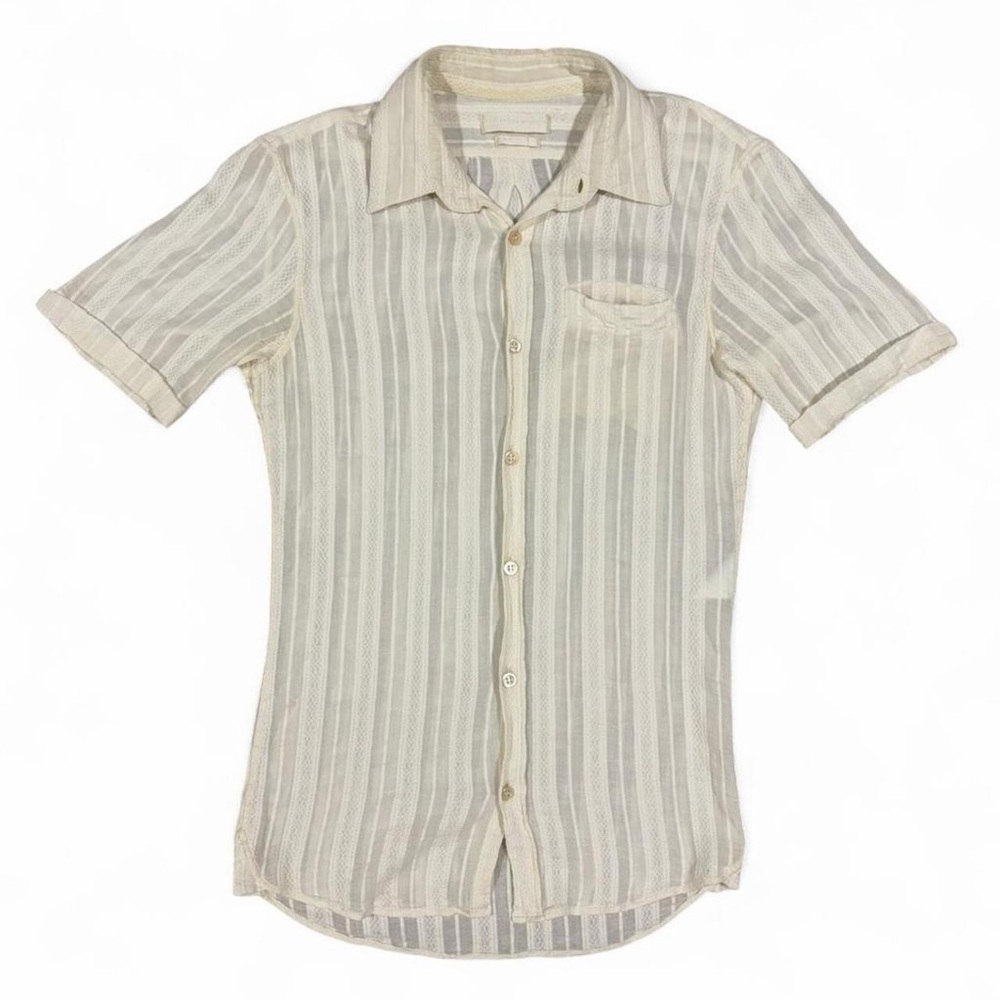 alexander mcqueen 2005 knit lace button down short sleeve shirt